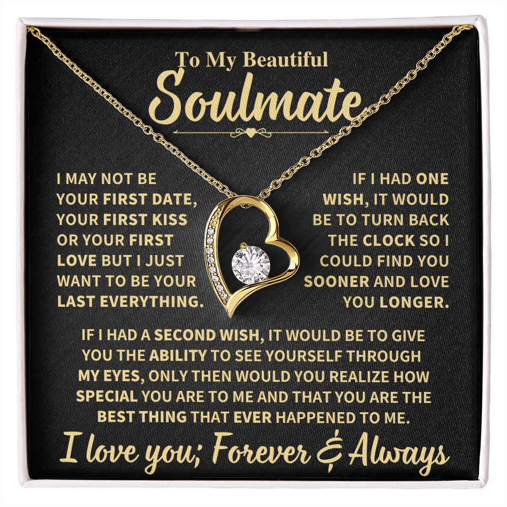 Jewelry To My Beautiful Soulmate Gift, "Forever & Always", Heart Necklace To My Beautiful Soulmate Gift, "Forever & Always", Heart Necklace