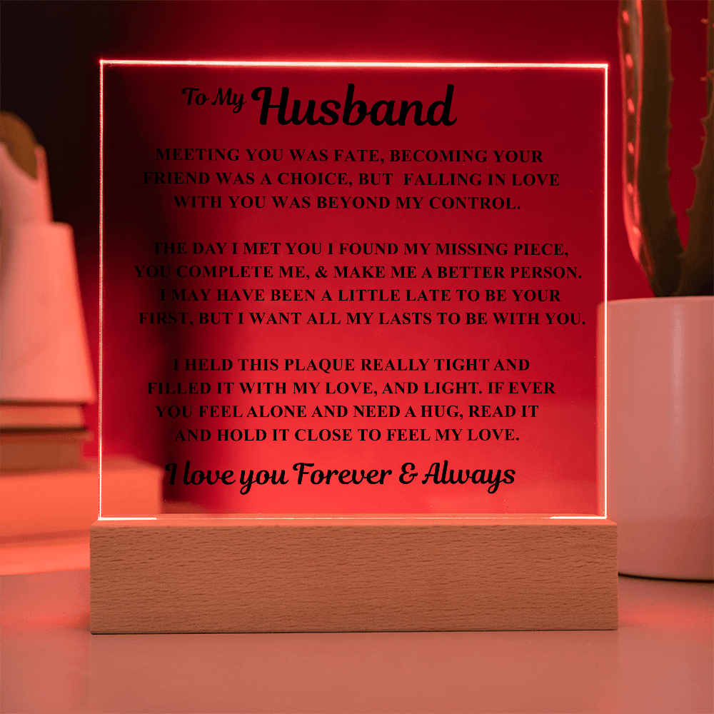Jewelry To My Husband Acrylic Plaque – “Meeting You Was Fate” Romantic LED Gift To My Husband Acrylic Plaque – “Meeting You Was Fate” Romantic LED Gift