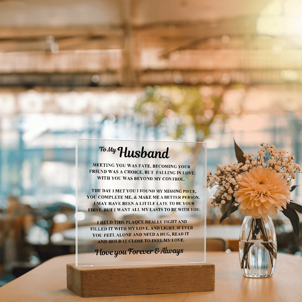 Jewelry To My Husband Acrylic Plaque – “Meeting You Was Fate” Romantic LED Gift To My Husband Acrylic Plaque – “Meeting You Was Fate” Romantic LED Gift