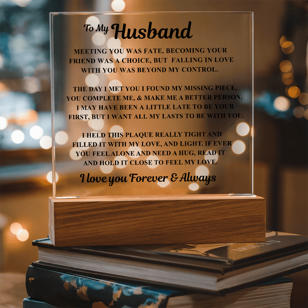 Jewelry To My Husband Acrylic Plaque – “Meeting You Was Fate” Romantic LED Gift To My Husband Acrylic Plaque – “Meeting You Was Fate” Romantic LED Gift