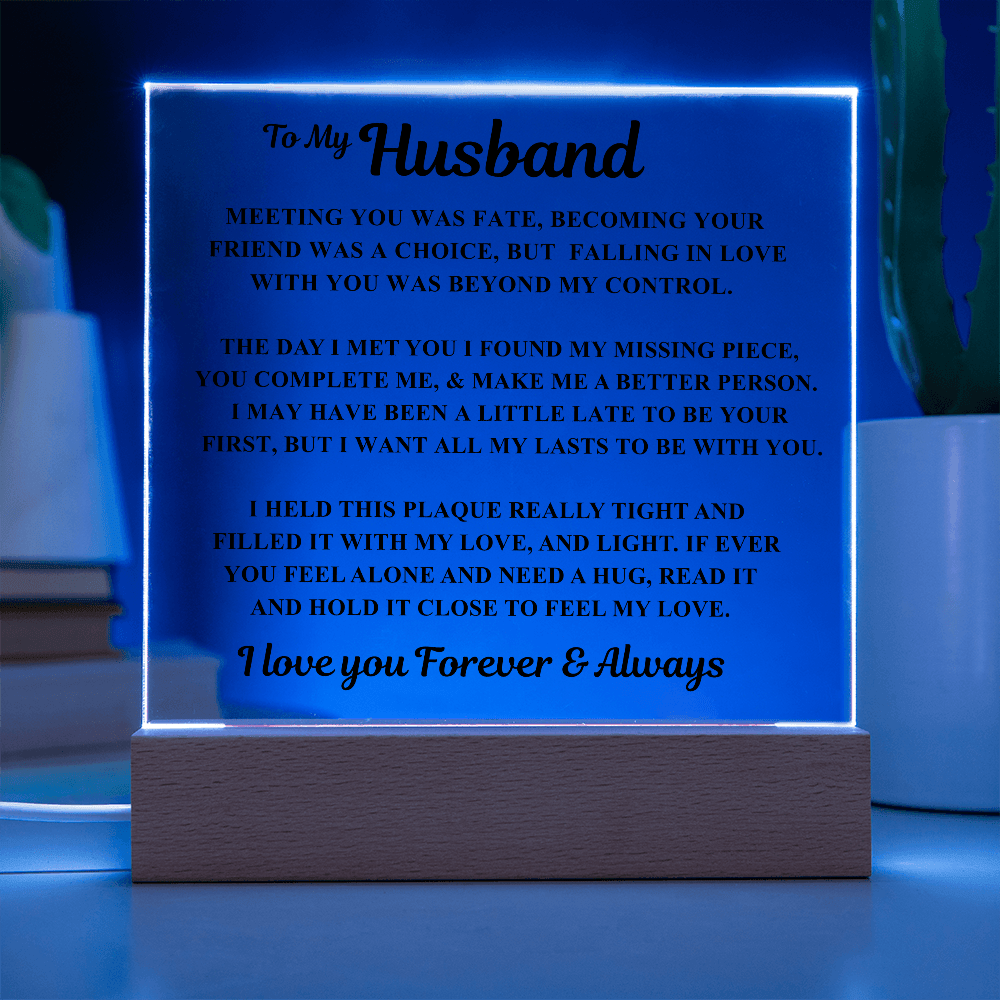 Jewelry To My Husband Acrylic Plaque – “Meeting You Was Fate” Romantic LED Gift To My Husband Acrylic Plaque – “Meeting You Was Fate” Romantic LED Gift