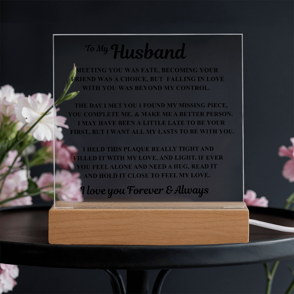Jewelry To My Husband Acrylic Plaque – “Meeting You Was Fate” Romantic LED Gift To My Husband Acrylic Plaque – “Meeting You Was Fate” Romantic LED Gift