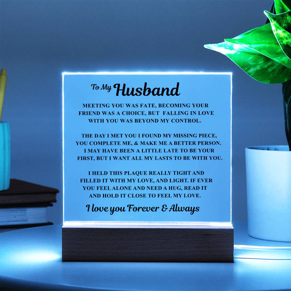 Jewelry To My Husband Acrylic Plaque – “Meeting You Was Fate” Romantic LED Gift To My Husband Acrylic Plaque – “Meeting You Was Fate” Romantic LED Gift