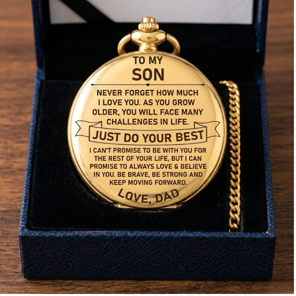 personalized watches To My Son - From Dad, Vintage-Style Gold Pocket Watch Gift Set To My Son - From Dad, Vintage-Style Gold Pocket Watch Gift Set
