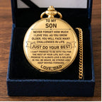 personalized watches To My Son - From Dad, Vintage-Style Gold Pocket Watch Gift Set To My Son - From Dad, Vintage-Style Gold Pocket Watch Gift Set