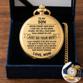 personalized watches To My Son - From Mom, Vintage-Style Gold Pocket Watch Gift Set To My Son - From Mom, Vintage-Style Gold Pocket Watch Gift Set