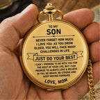 personalized watches To My Son - From Mom, Vintage-Style Gold Pocket Watch Gift Set To My Son - From Mom, Vintage-Style Gold Pocket Watch Gift Set