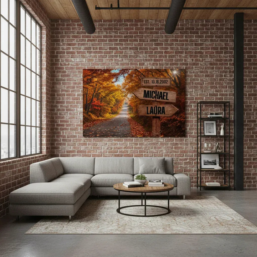 Personalized Fall/Autumn Couple Canvas Wall Art