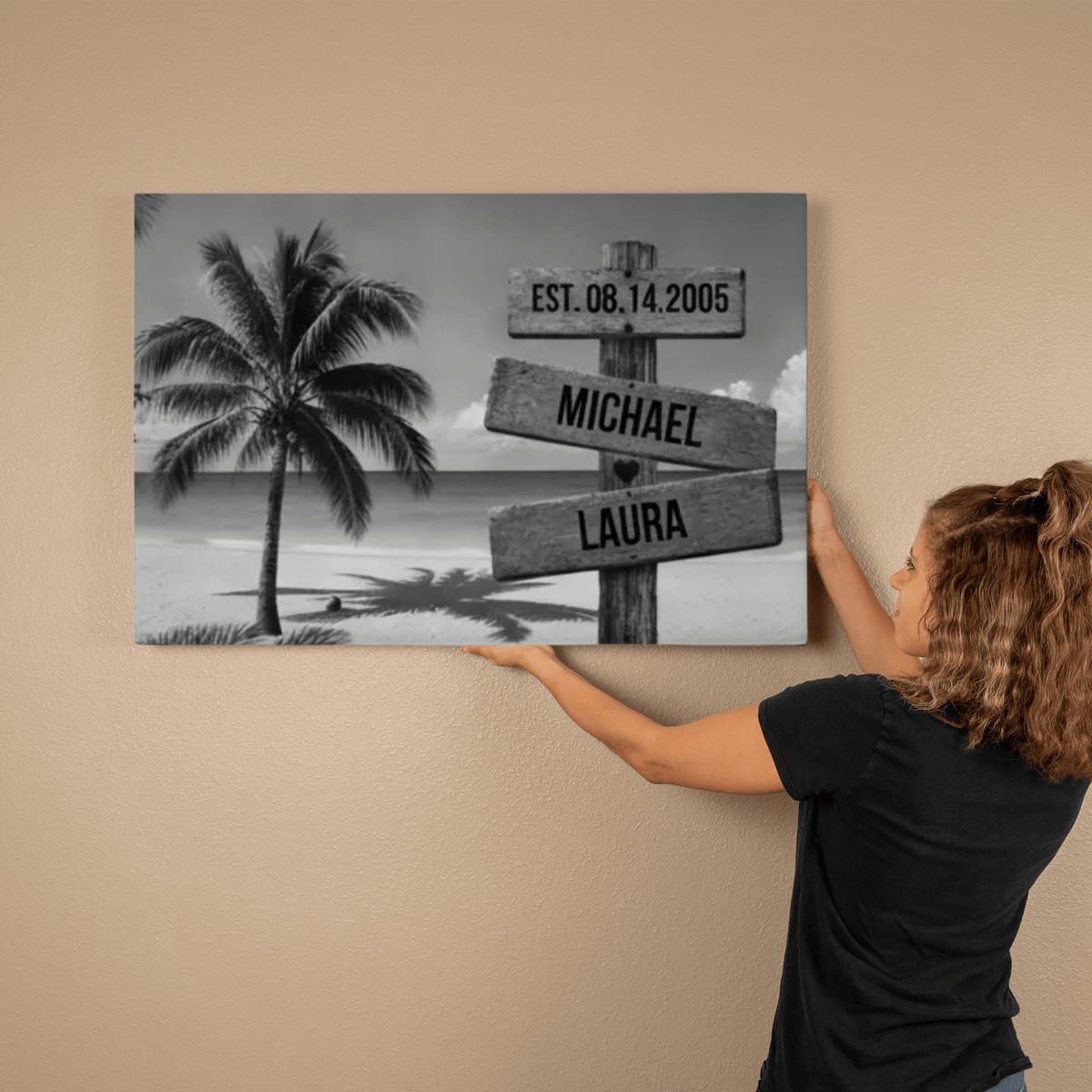 wall art Personalized Family Beach Canvas | Custom Family Name Wall Art with Tropical Palm Tree & Ocean | Coastal Family Home Decor Personalized Family Beach Canvas | Custom Family Name Wall Art with Tropical Palm Tree & Ocean | Coastal Family Home Decor