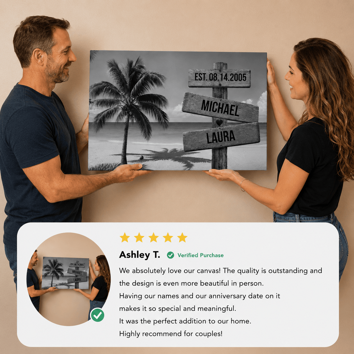 wall art Personalized Family Beach Canvas | Custom Family Name Wall Art with Tropical Palm Tree & Ocean | Coastal Family Home Decor Personalized Family Beach Canvas | Custom Family Name Wall Art with Tropical Palm Tree & Ocean | Coastal Family Home Decor