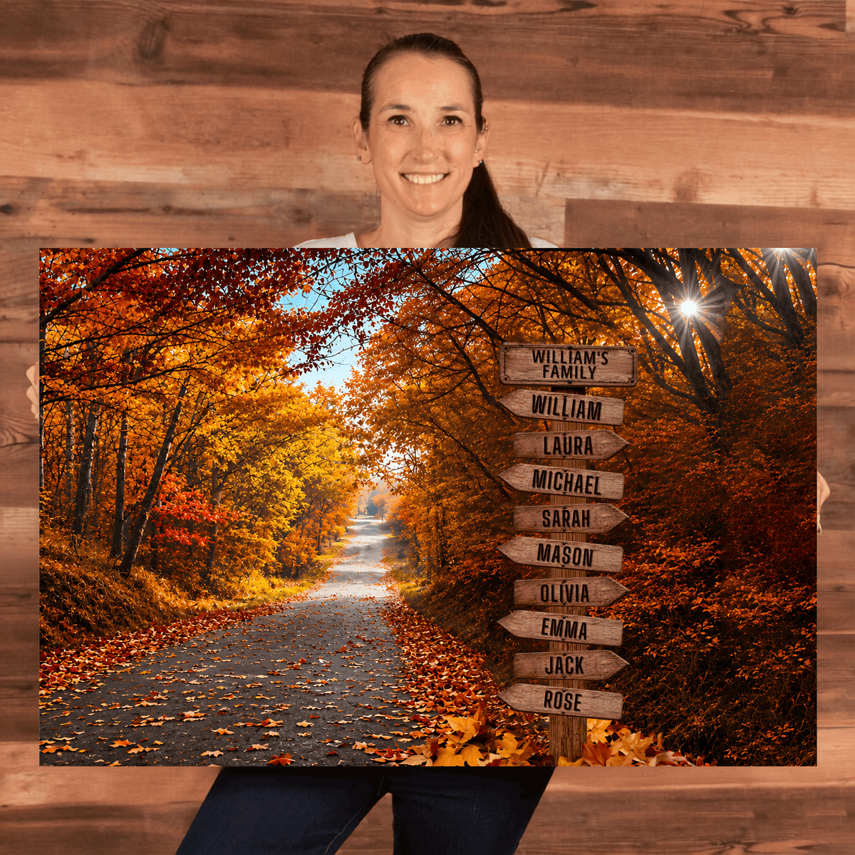 Personalized Family Autumn Canvas | Custom Family Name Sign Wall Art | Fall Foliage Family Canvas |  Personalized Home Gift