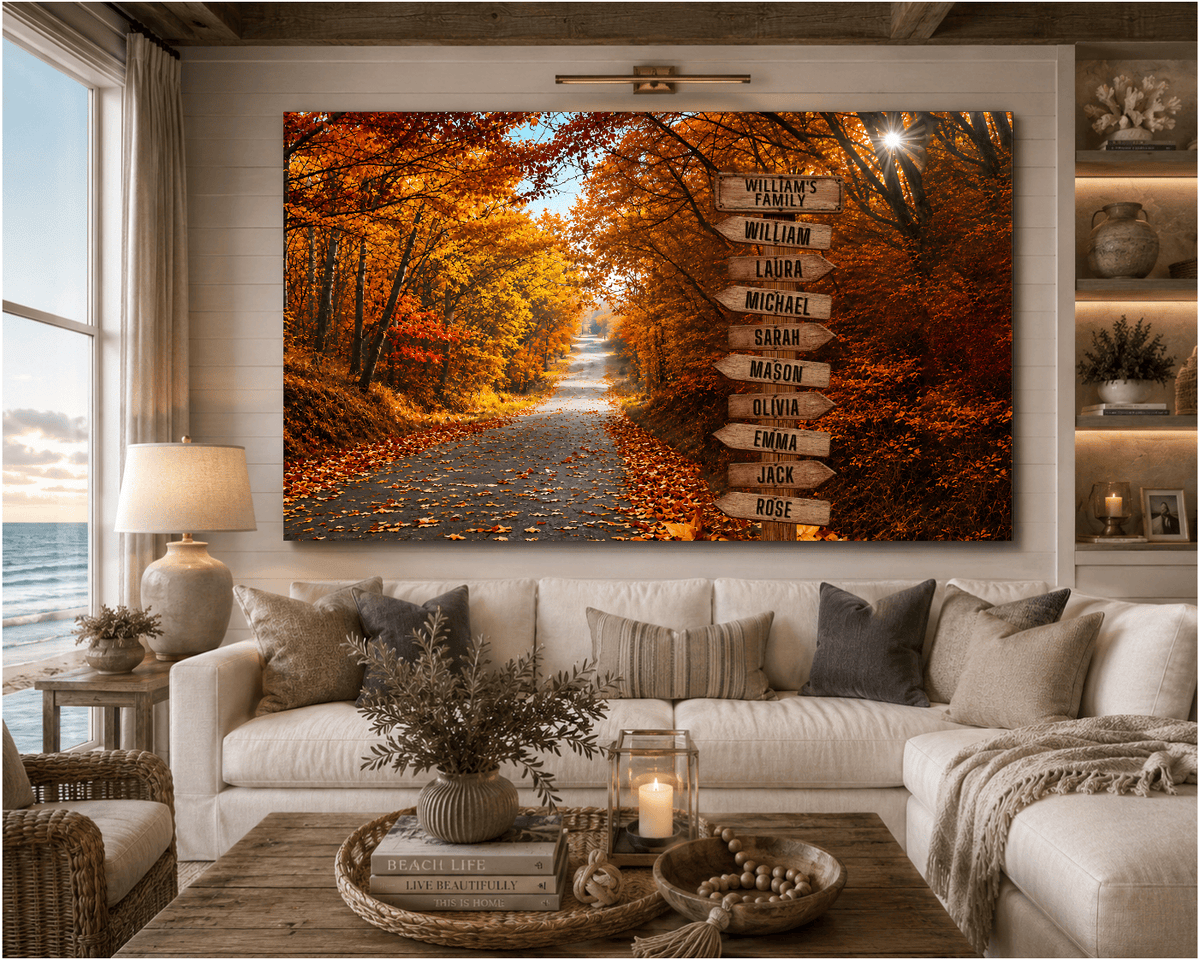 Custom Family Names Autumn Wall Art