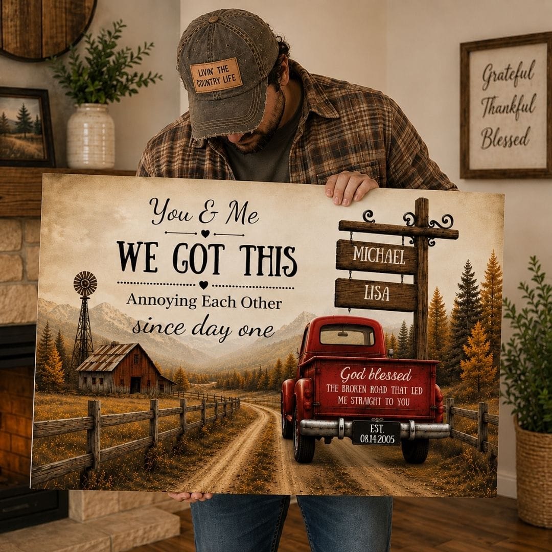 Prints "You & Me We Got This," Custom Couple Farmhouse Truck Canvas "You & Me We Got This," Custom Couple Farmhouse Truck Canvas