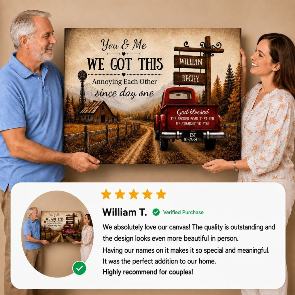 Prints "You & Me We Got This," Custom Couple Farmhouse Truck Canvas "You & Me We Got This," Custom Couple Farmhouse Truck Canvas