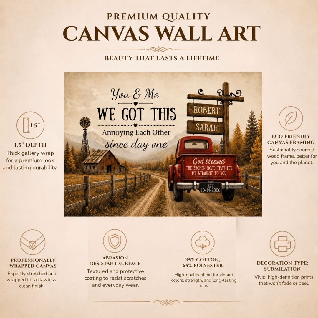 Prints "You & Me We Got This," Custom Couple Farmhouse Truck Canvas "You & Me We Got This," Custom Couple Farmhouse Truck Canvas