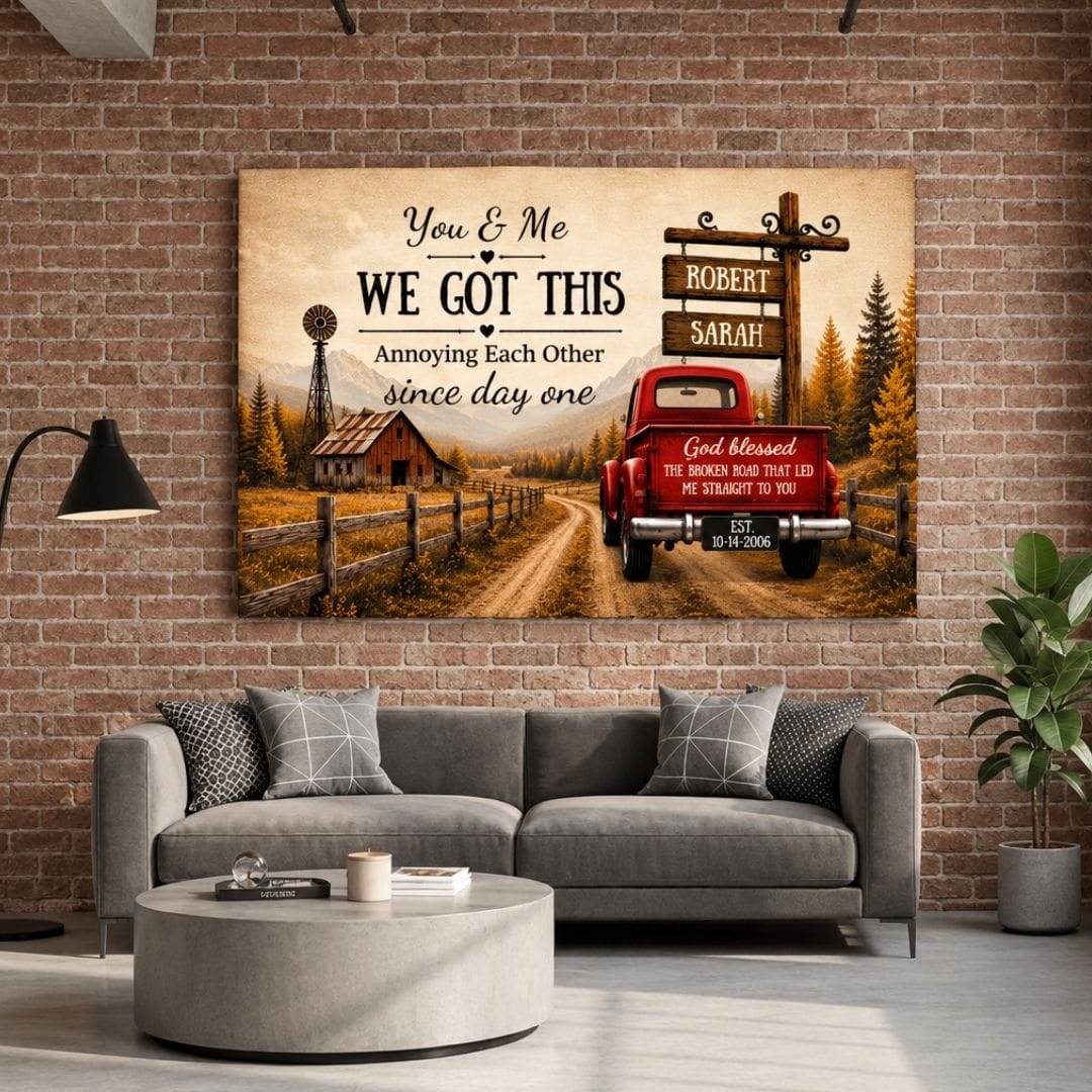 Prints "You & Me We Got This," Custom Couple Farmhouse Truck Canvas "You & Me We Got This," Custom Couple Farmhouse Truck Canvas