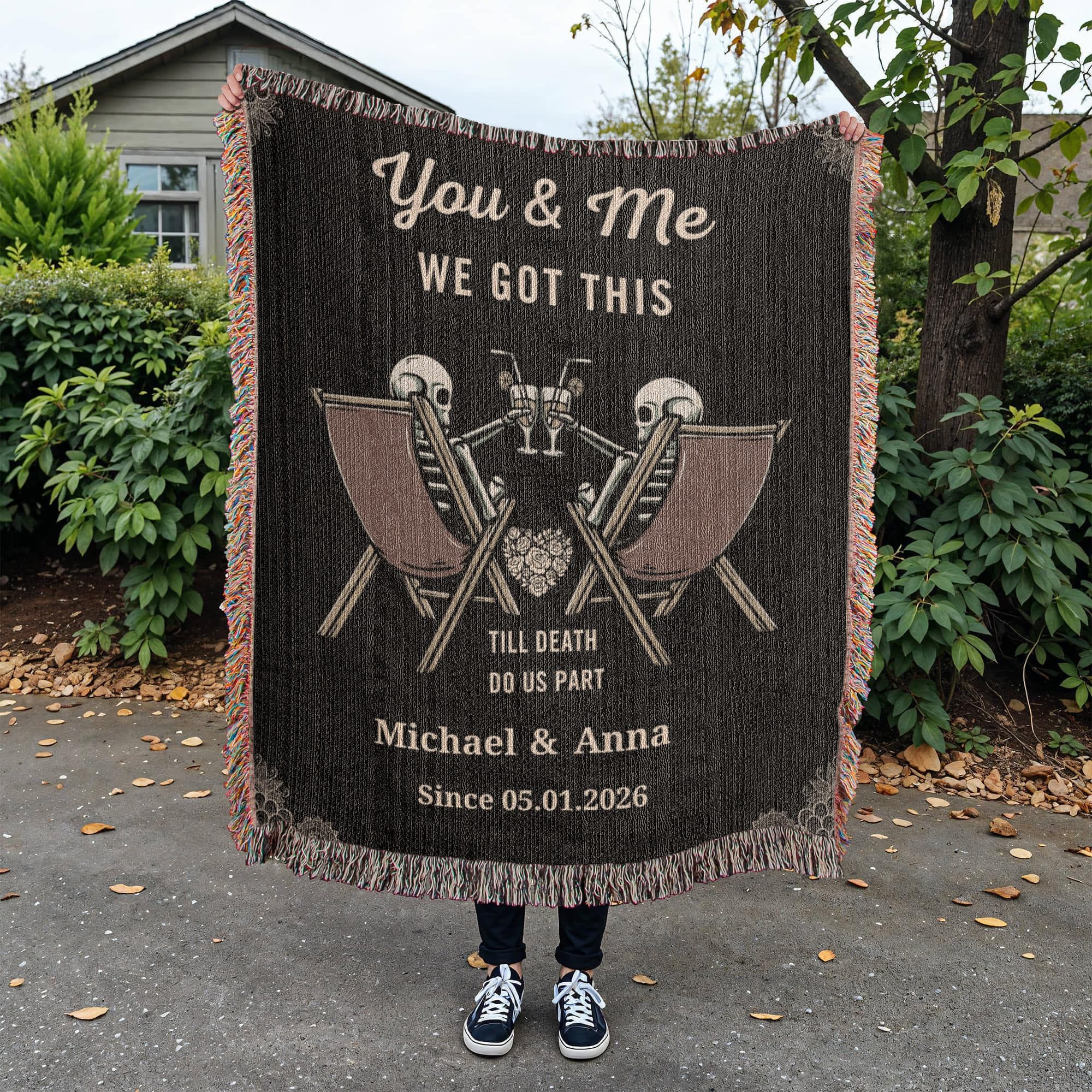 You & Me We Got This Personalized Skeleton Couple Woven Blanket – Till Death Do Us Part Gothic Wedding Gift You & Me We Got This Personalized Skeleton Couple Woven Blanket – Till Death Do Us Part Gothic Wedding Gift