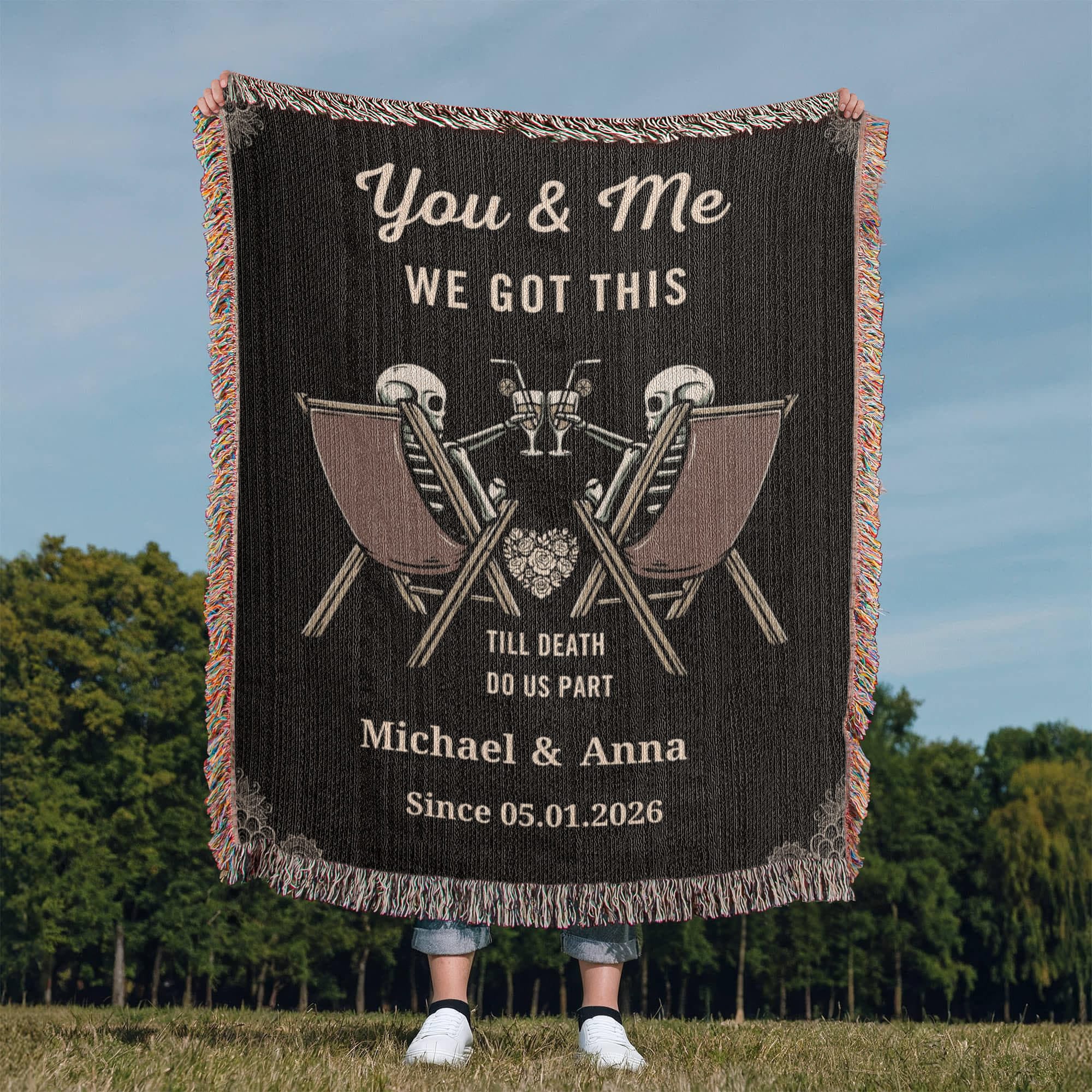 You & Me We Got This Personalized Skeleton Couple Woven Blanket – Till Death Do Us Part Gothic Wedding Gift You & Me We Got This Personalized Skeleton Couple Woven Blanket – Till Death Do Us Part Gothic Wedding Gift