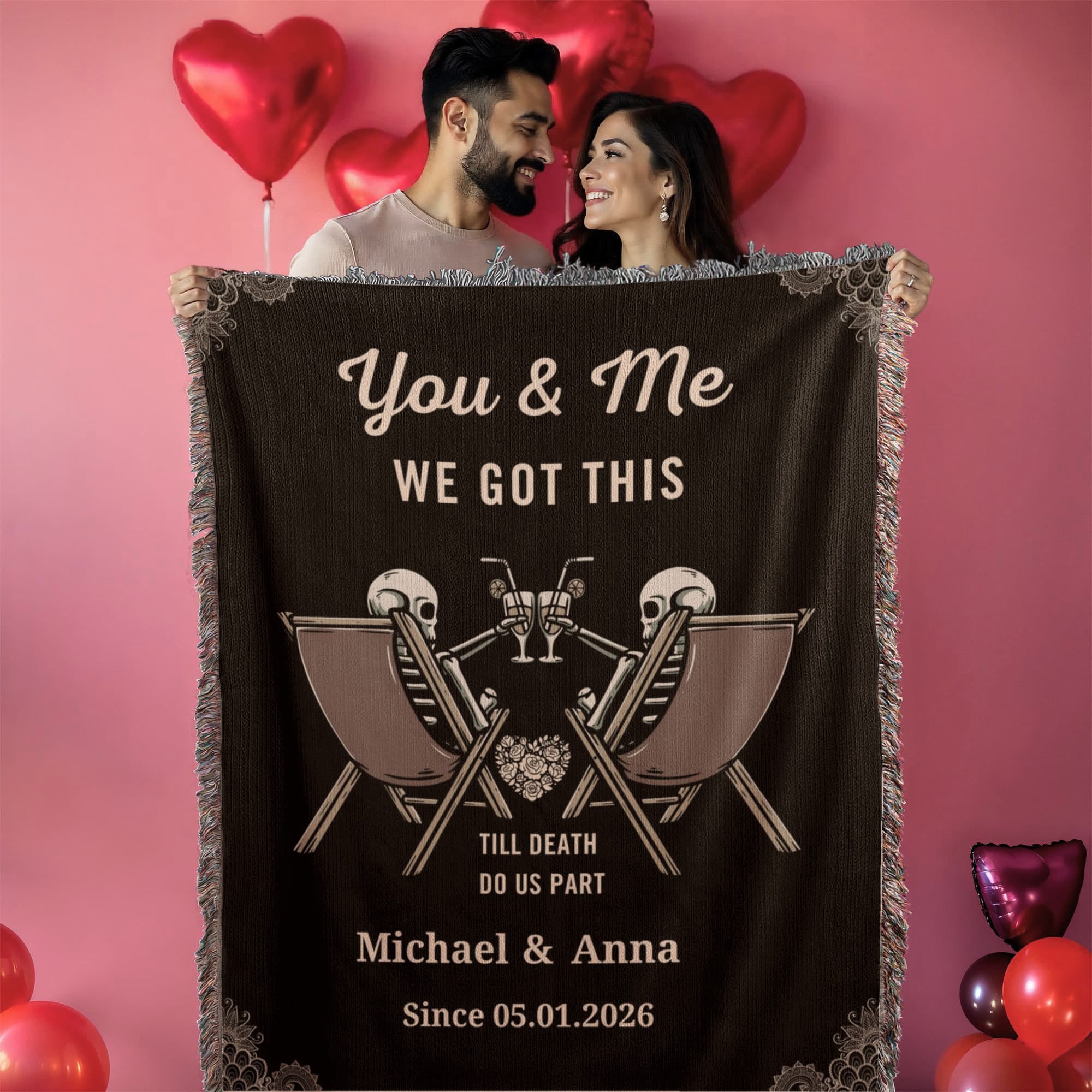 You & Me We Got This Personalized Skeleton Couple Woven Blanket – Till Death Do Us Part Gothic Wedding Gift You & Me We Got This Personalized Skeleton Couple Woven Blanket – Till Death Do Us Part Gothic Wedding Gift
