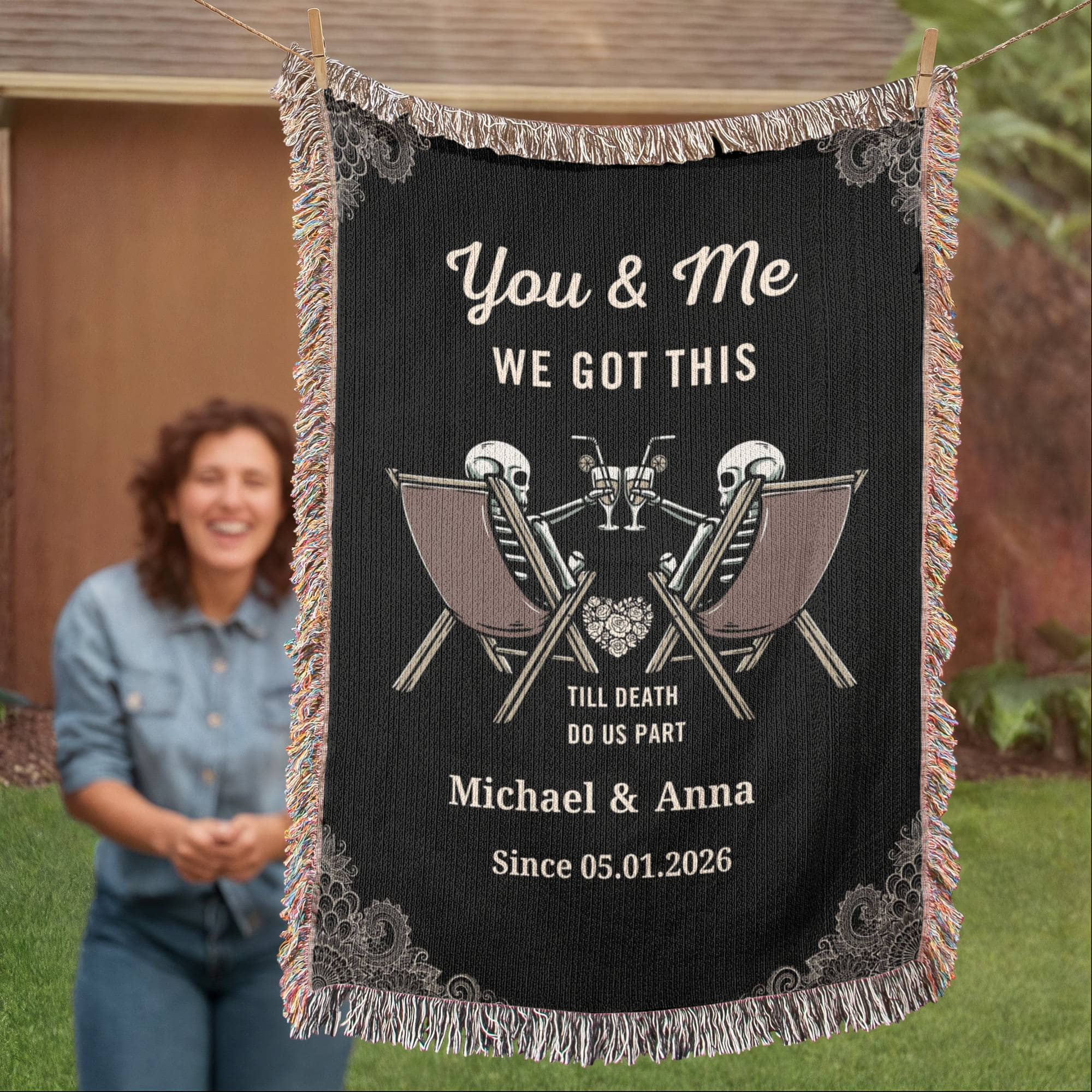 You & Me We Got This Personalized Skeleton Couple Woven Blanket – Till Death Do Us Part Gothic Wedding Gift You & Me We Got This Personalized Skeleton Couple Woven Blanket – Till Death Do Us Part Gothic Wedding Gift