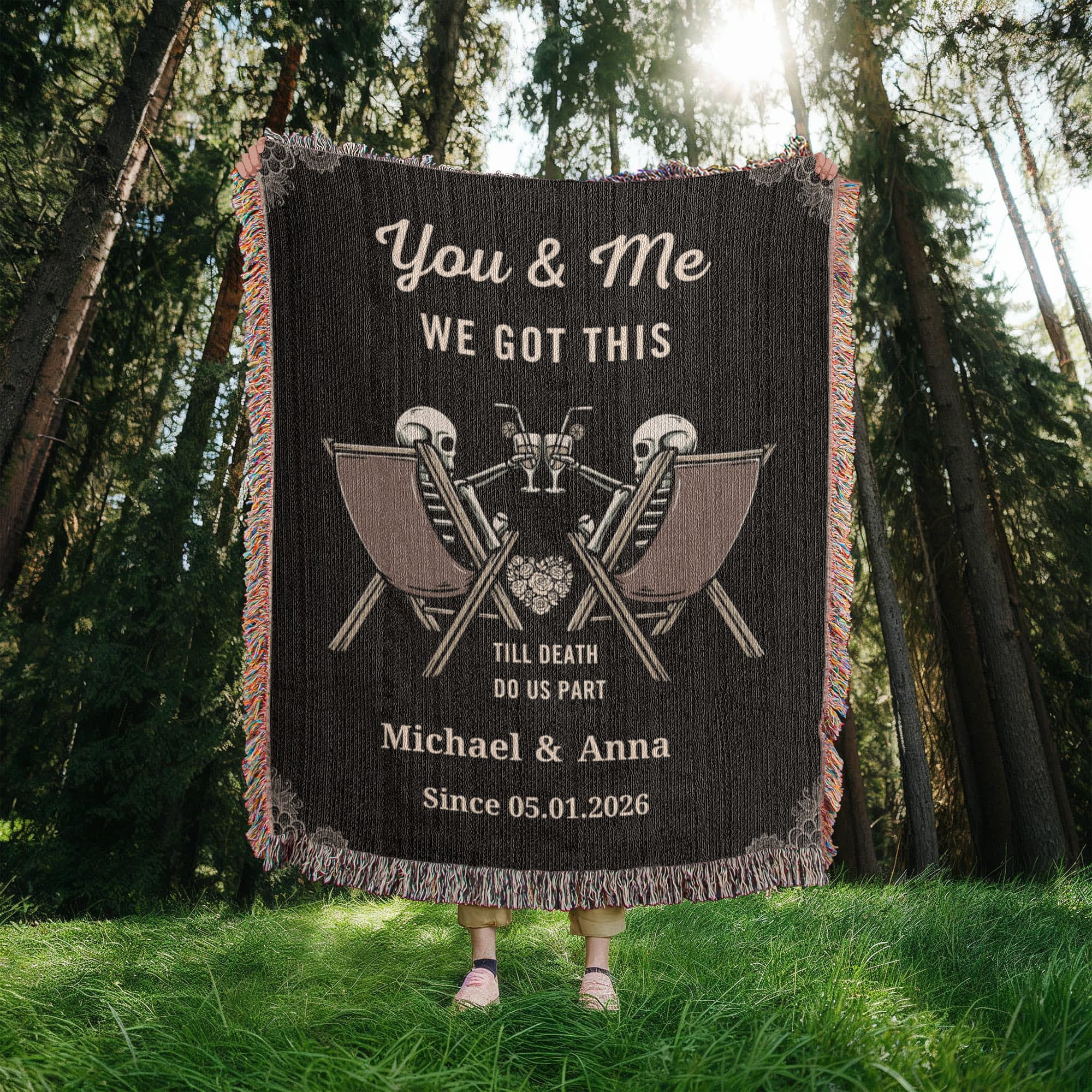 You & Me We Got This Personalized Skeleton Couple Woven Blanket – Till Death Do Us Part Gothic Wedding Gift You & Me We Got This Personalized Skeleton Couple Woven Blanket – Till Death Do Us Part Gothic Wedding Gift