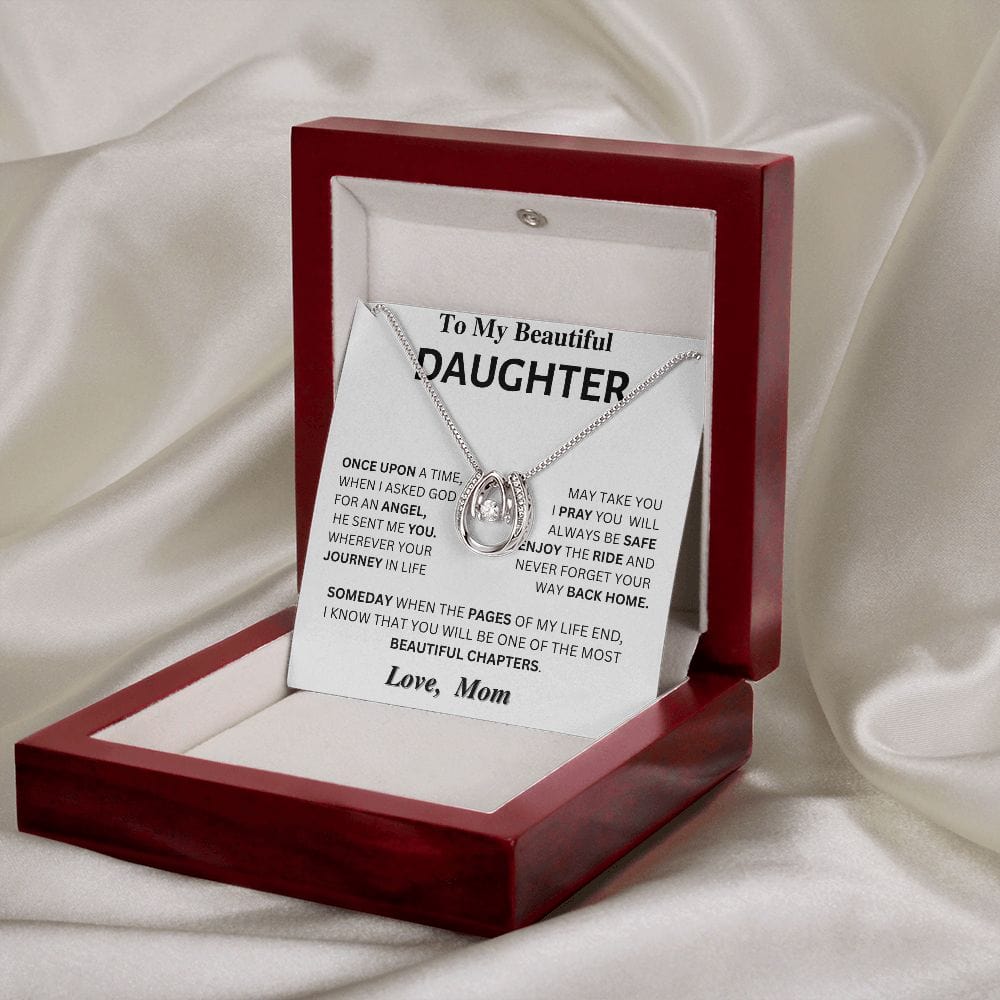 Jewelry Angel-Daughter Gift - Horseshoe Necklace- From Mom