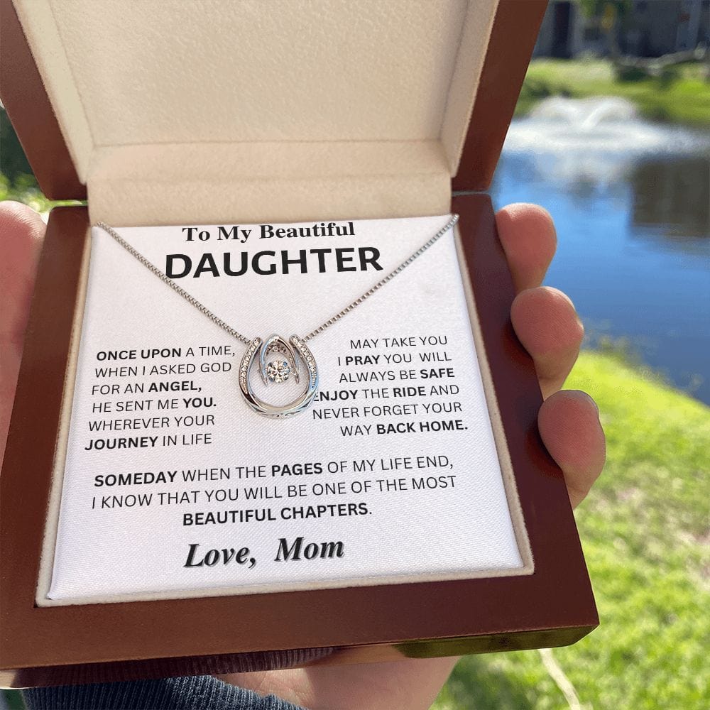 Jewelry Angel-Daughter Gift - Horseshoe Necklace- From Mom