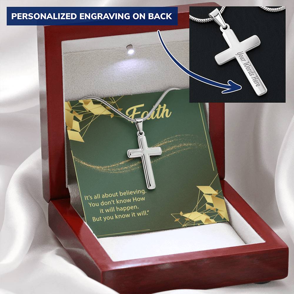 Wear Your Faith; It's all about believing, Personalized Cross Necklace - Family Love Tree