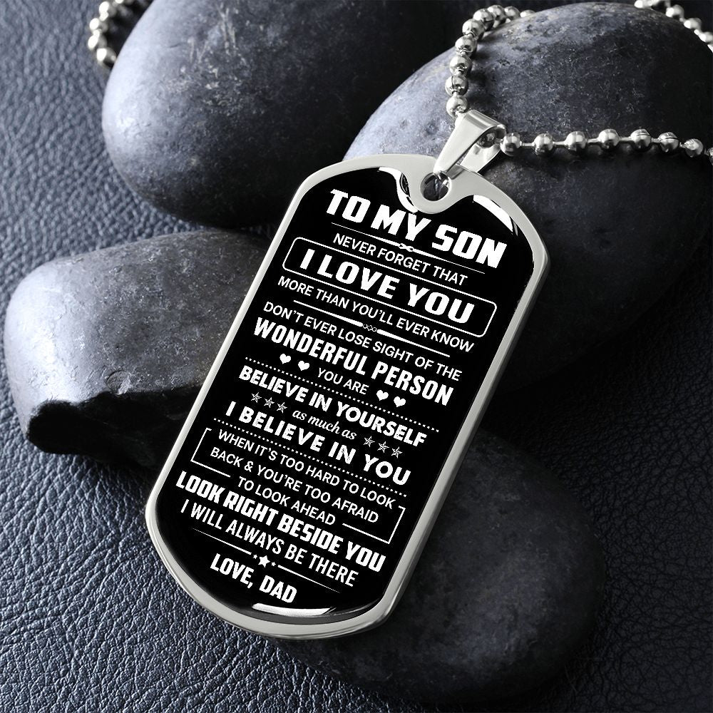 Son Gift-From Dad-Dog Tag Necklace