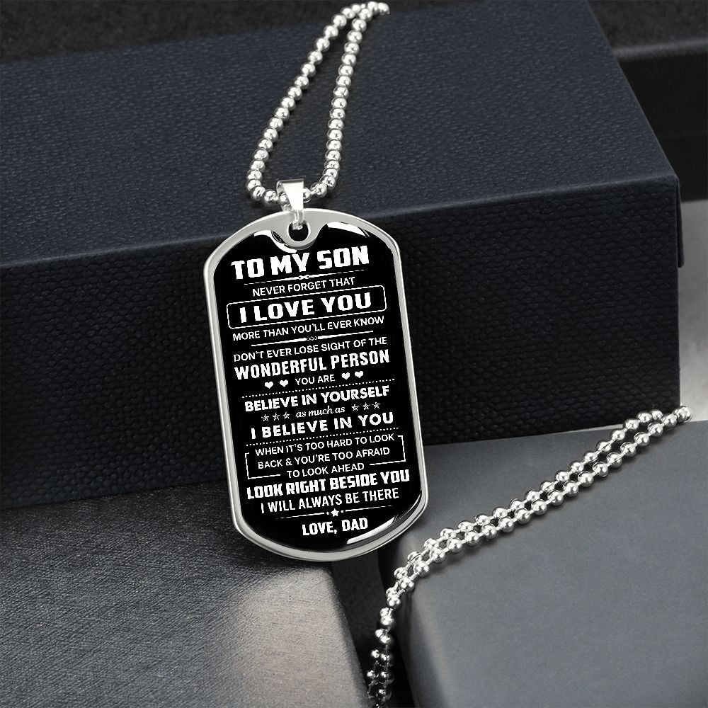 Son Gift-From Dad-Dog Tag Necklace