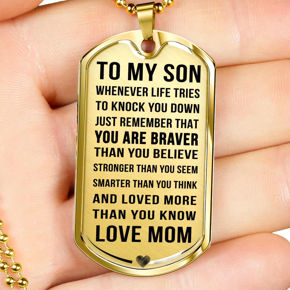 Luxury Dog Tag; Son Gift from Mom - Family Love Tree