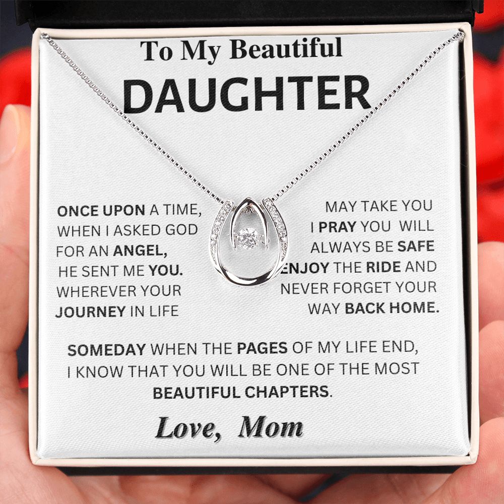 Angel-Daughter Gift - Horseshoe Necklace- From Mom