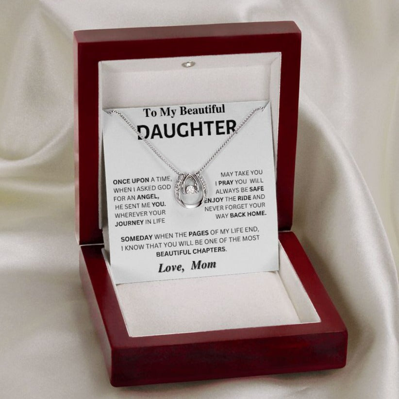 Angel-Daughter Gift - Horseshoe Necklace- From Mom