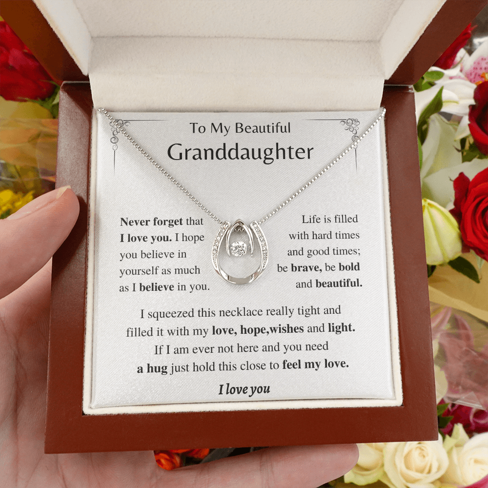 Be Bold and Beautiful - Horseshoe Necklace; Granddaughter Gift - Family Love Tree