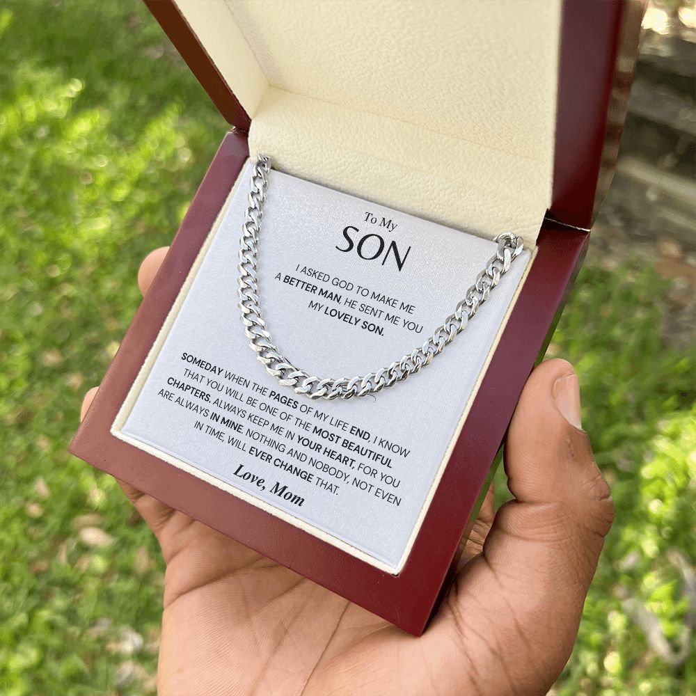 Son Gift- From Mom- Cuban Link Chain