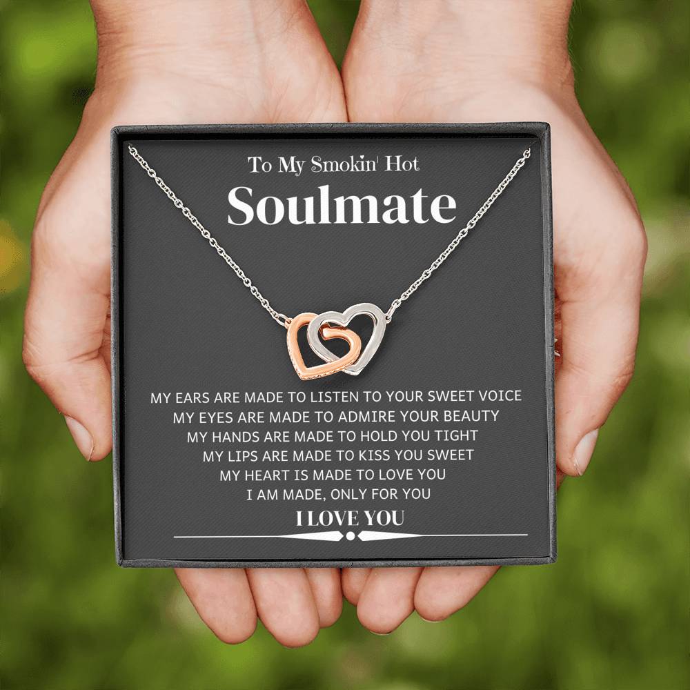 I Am Made Only For You, Smokin' Hot Soulmate; Interlocking Hearts Necklace - Family Love Tree
