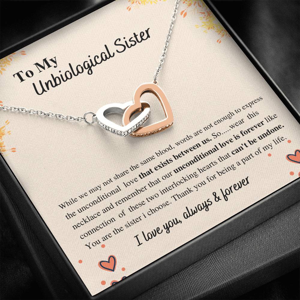 Unbiological sister unconditional love; Interlocking hearts necklace - Family Love Tree
