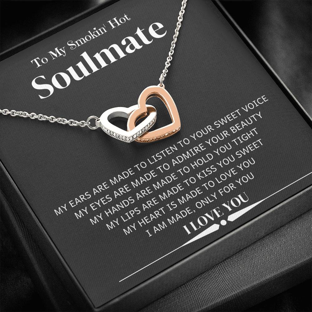 I Am Made Only For You, Smokin' Hot Soulmate; Interlocking Hearts Necklace - Family Love Tree