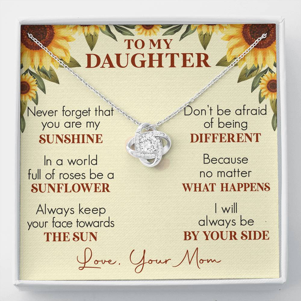 Never Forget that you are My Sunshine; Love Knot Necklace Gift for Daughter - Family Love Tree