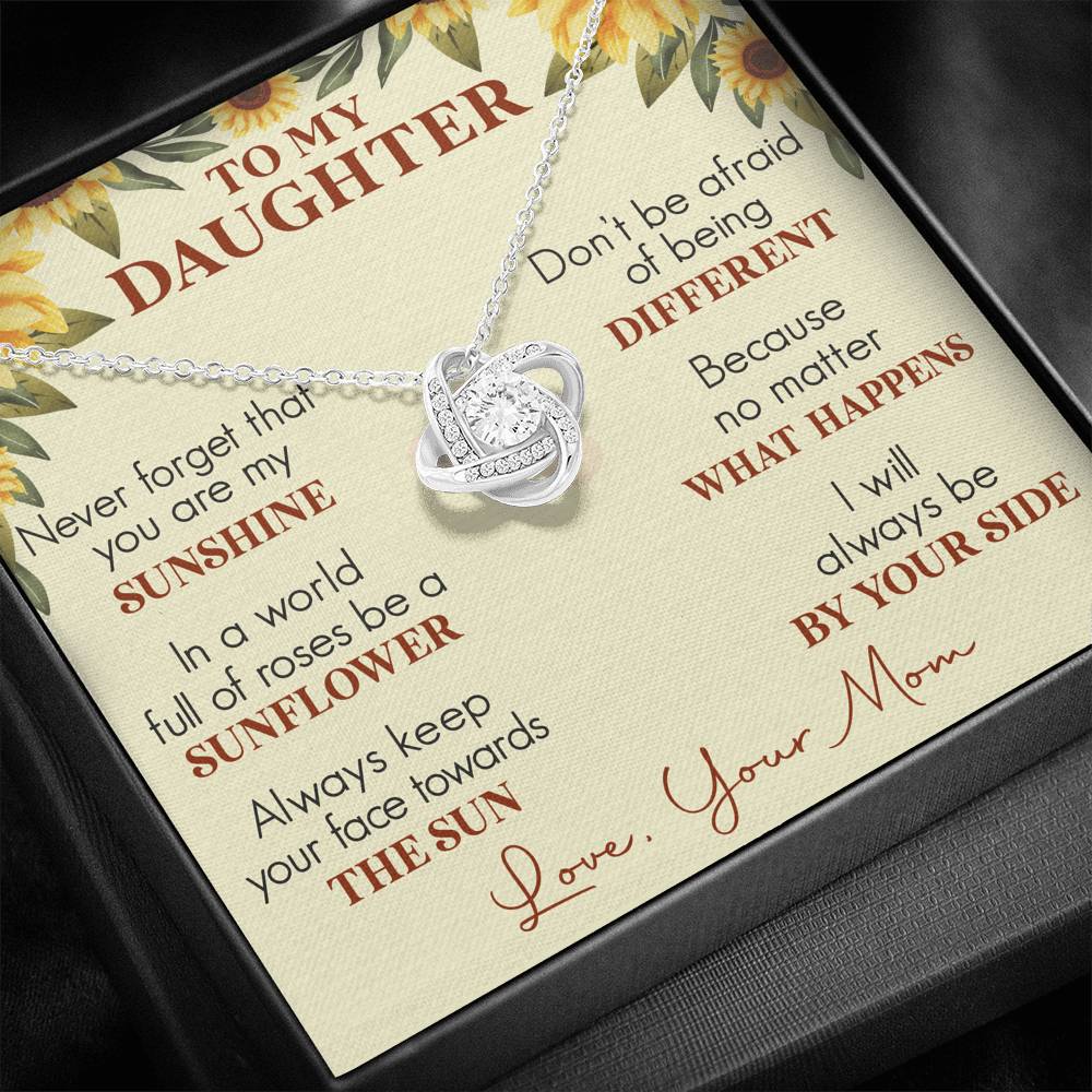 Never Forget that you are My Sunshine; Love Knot Necklace Gift for Daughter - Family Love Tree