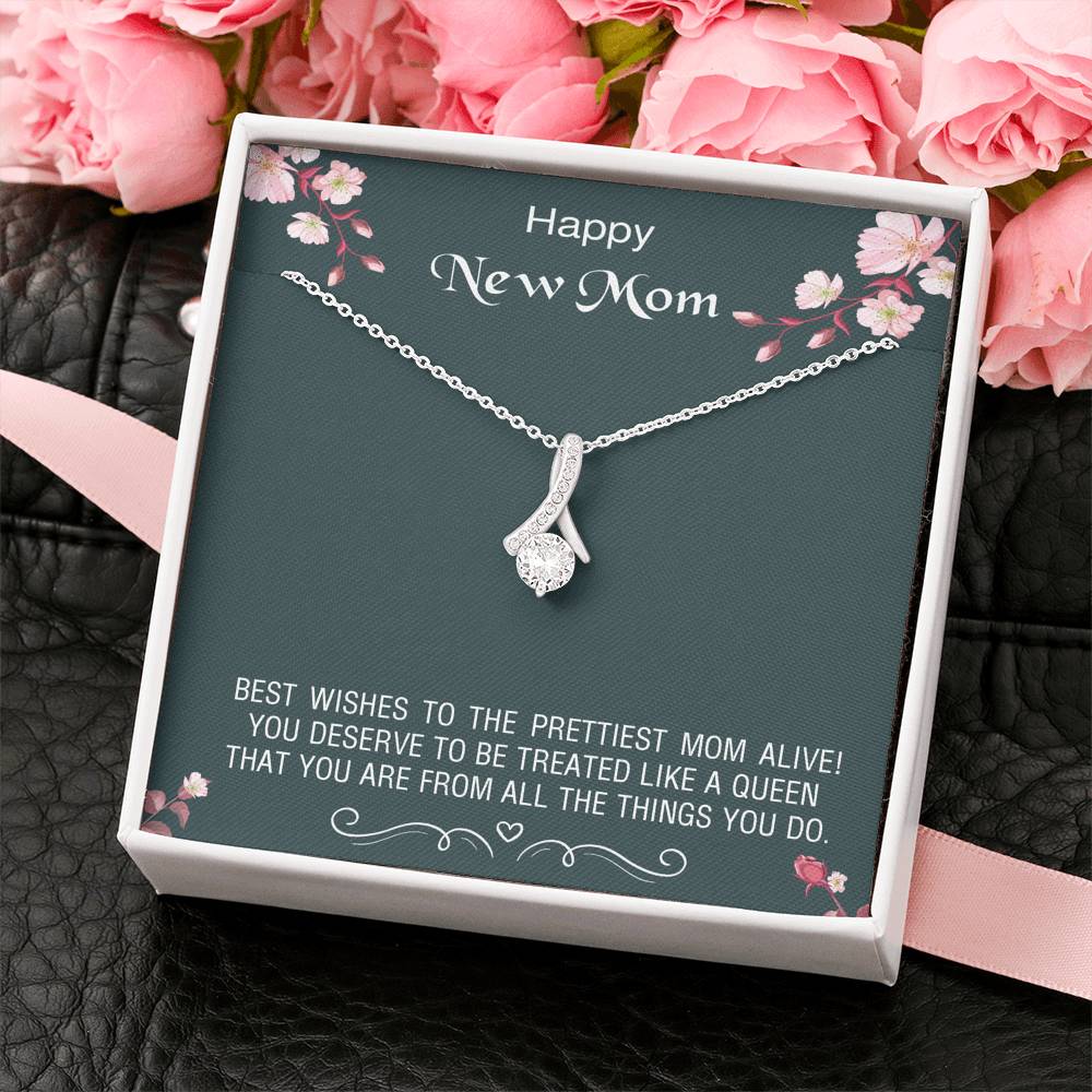 Best Wishes to New Mom - Alluring Beauty Necklace Gift - Family Love Tree