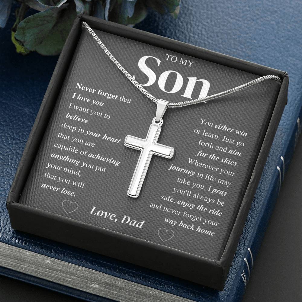 Enjoy the ride; Son Cross Necklace Gift - Family Love Tree