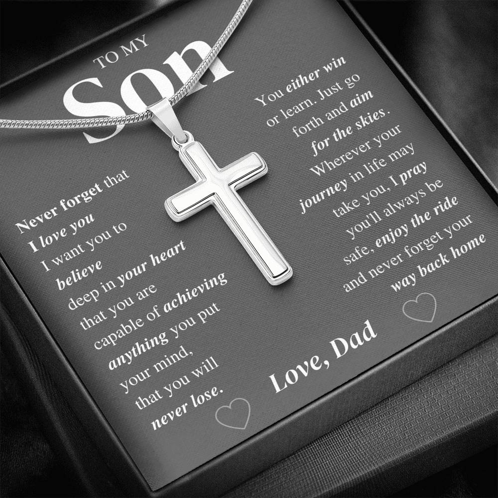 Enjoy the ride; Son Cross Necklace Gift - Family Love Tree
