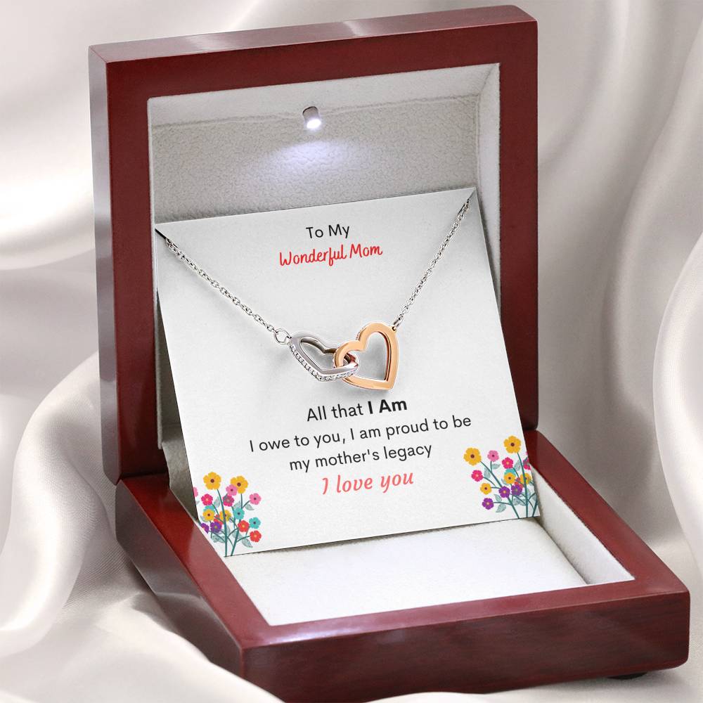 I am Proud to be My Mother's Legacy- Interlocking Hearts Necklace - Family Love Tree