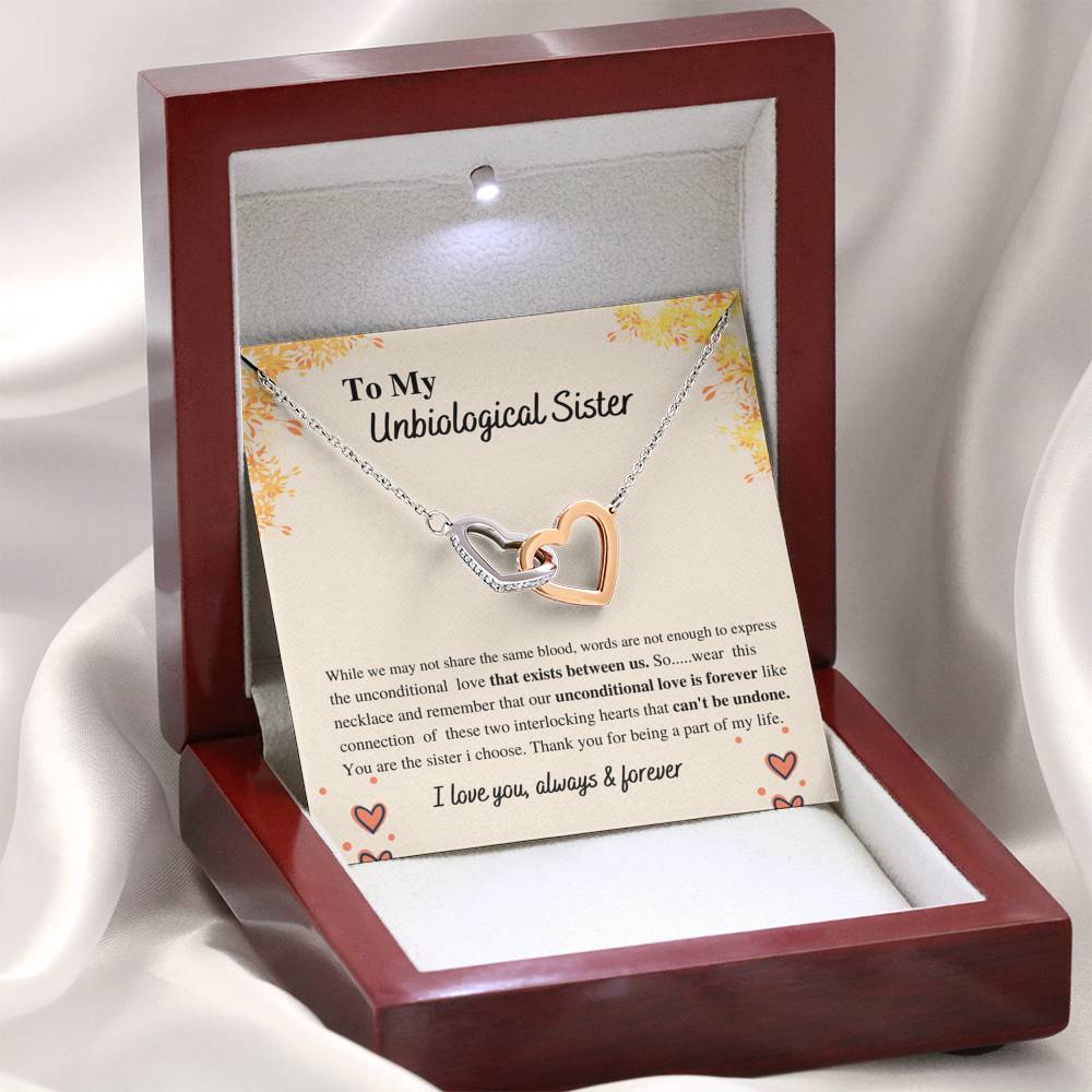 Unbiological sister unconditional love; Interlocking hearts necklace - Family Love Tree
