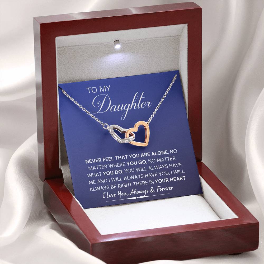 Never feel that you are alone; Interlocking Hearts Necklace Gift to Daughter - Family Love Tree