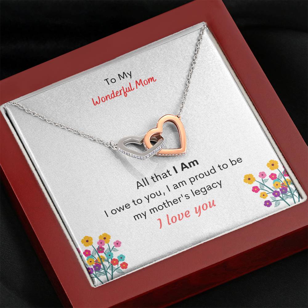 I am Proud to be My Mother's Legacy- Interlocking Hearts Necklace - Family Love Tree