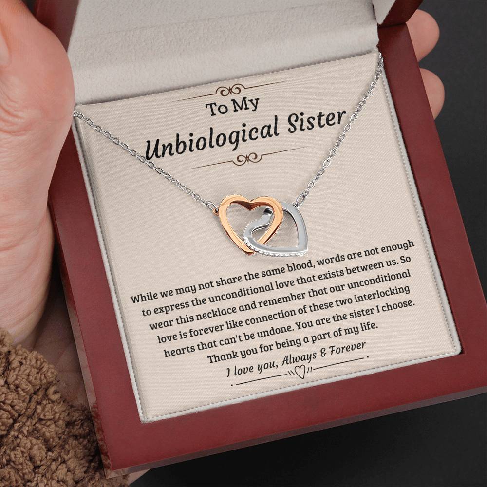 Our Unconditional Love is Forever; Interlocking Hearts Necklace Gift - Family Love Tree