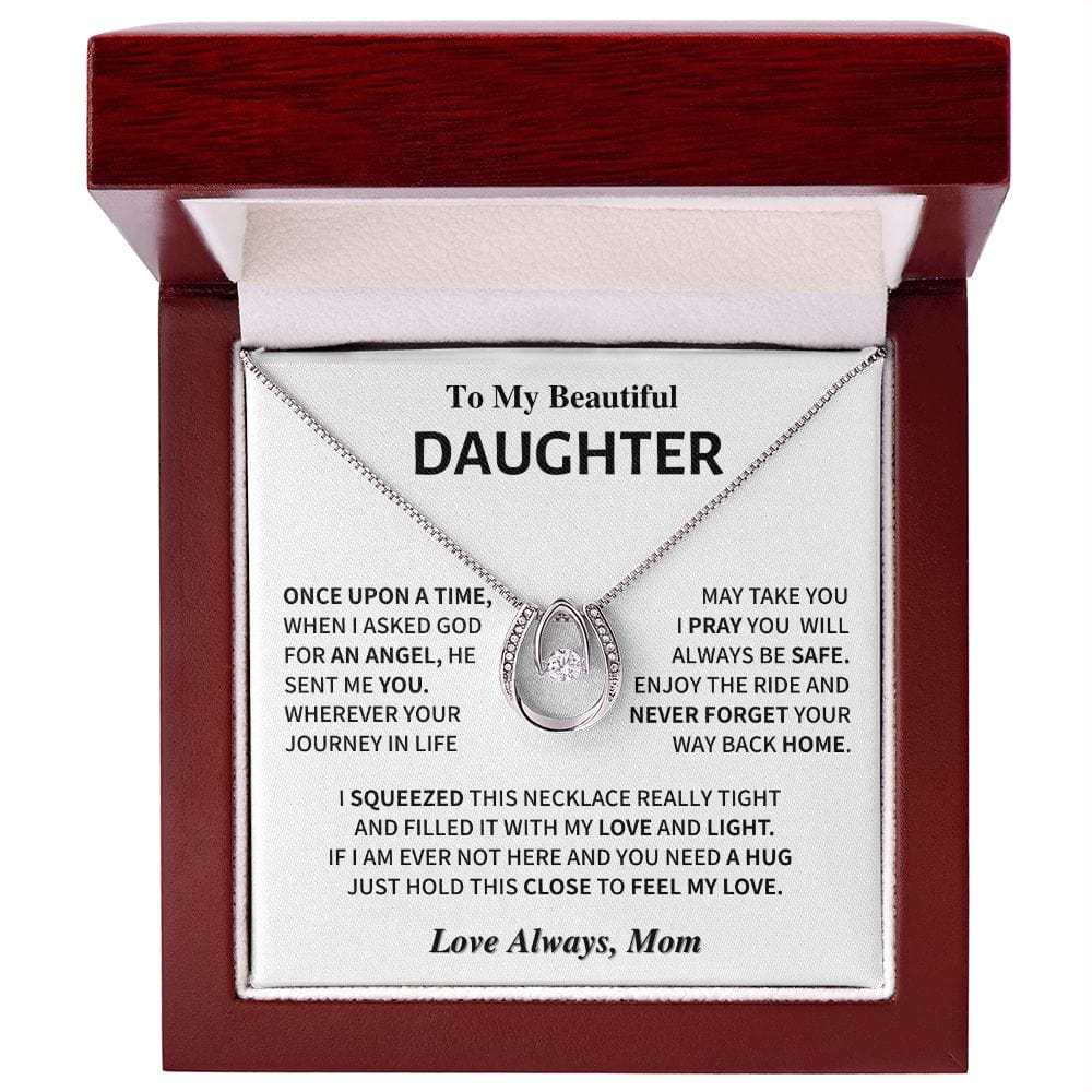 Jewelry Daughter Gift- Horseshoe Necklace for An Angel- From Mom