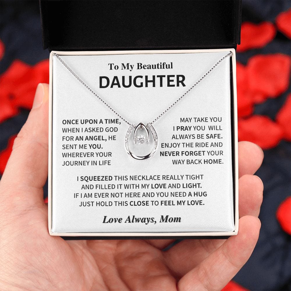 Jewelry Daughter Gift- Horseshoe Necklace for An Angel- From Mom